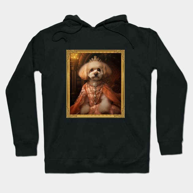 Graceful Apricot Bichon Frisé - Medieval Spanish Princess (Framed) Hoodie by HUH? Designs